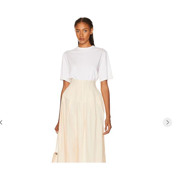 NWT The Row White Chiara Pima Cotton Crewneck Back Seam T-Shirt L - Picture 1 of 16